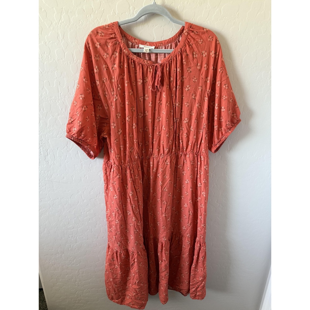 beachlunchlounge Dress Womens XXL Orange Floral‎ Midi Boho Chic
